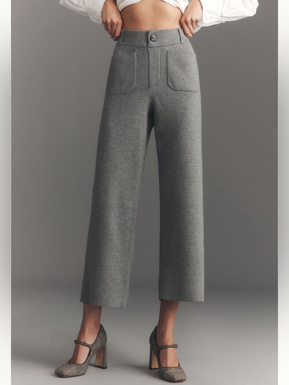 Mauve Wide Leg Gray Knit Pants- Small - Picture 5 of 6